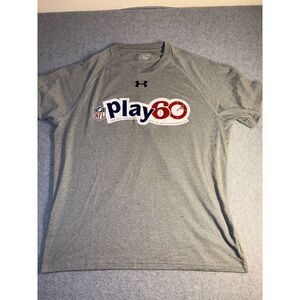 NFL Under Armour Gray Tee Shirt Play 60 Active Men Large Short Sleeve Round Neck